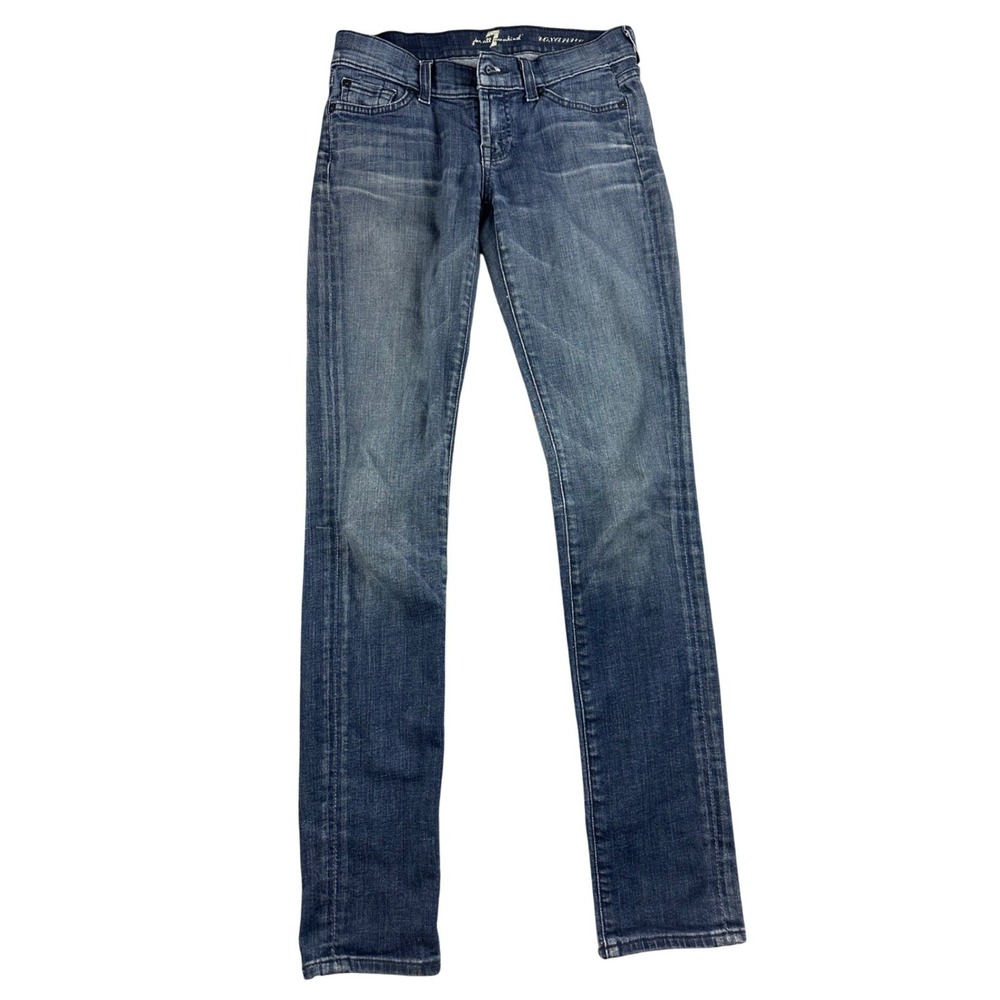 7 For All Mankind Gwenevere Skinny Jeans Women 24‎ Blue Denim P179P702SB